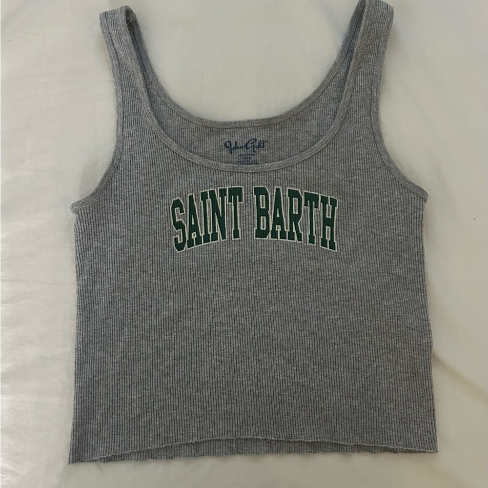 Brandy Melville Gray Tank Top with Green Print